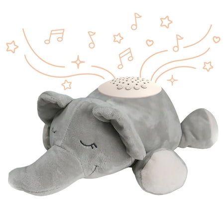 PureBaby Sound Sleepers Portable Baby Sound Machine & Star Projector - Plush Sleep Aid for Baby and Toddlers, Night Light, 10 Lullabies, White Noise, and Heartbeat Sounds (Elephant)