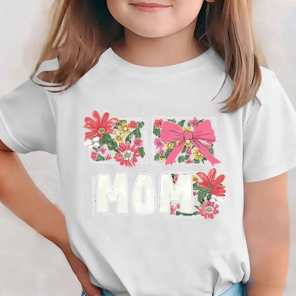 Freshbabe Children's Print Short Sleeved Printed T-shirt Round Neck Short multicolor Sleeved Casual Versatile Kids