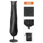 Homitt 420D Waterproof Offset Cantilever Patio Umbrella/Parasol Cover with Zipper for 7-13ft Outdoor Patio & Market Umbrellas, Black