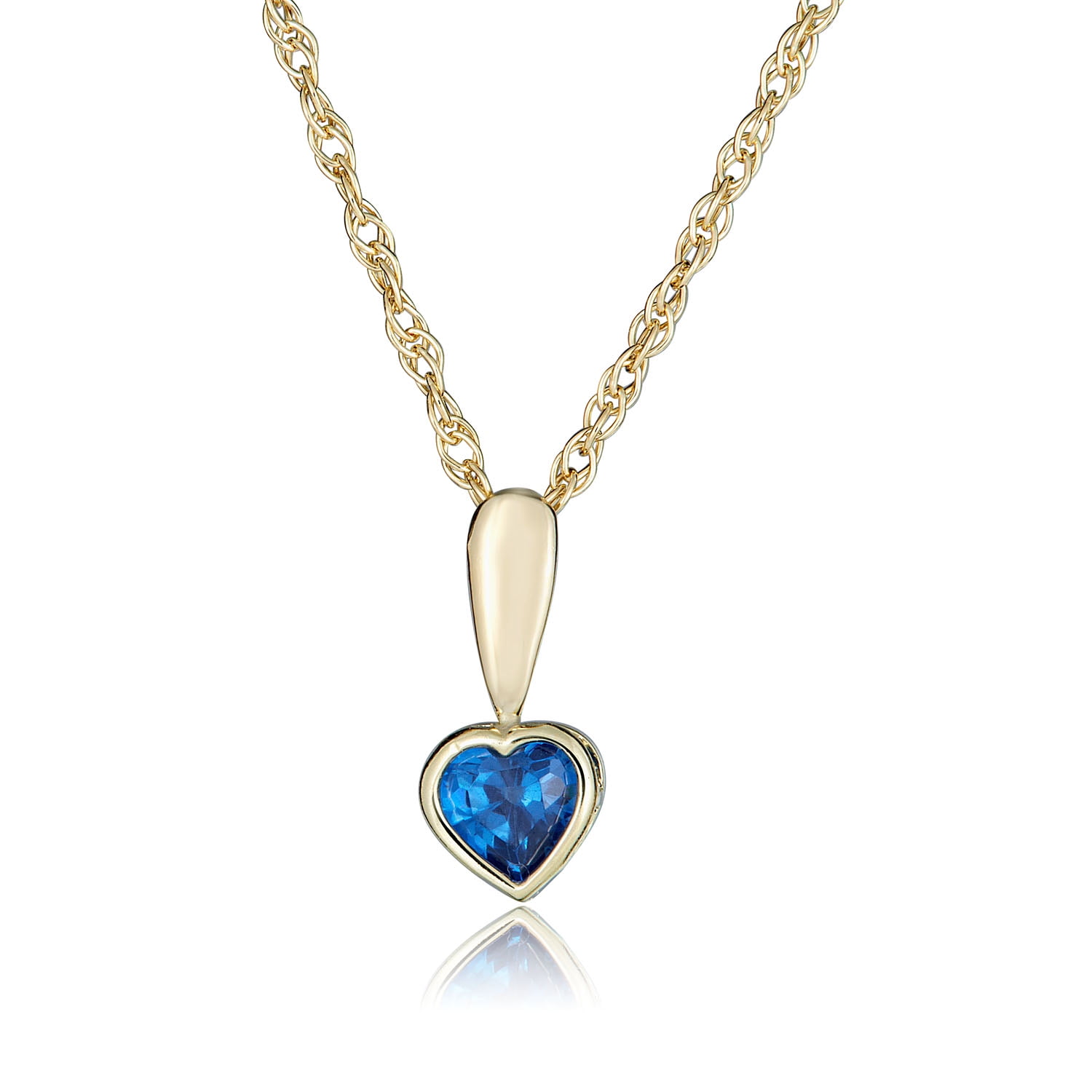 White gold finish 18k gold blue sapphire heart pendant necklace gift boxed 