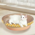 thumbnail image 4 of Corrugated Cat Scratching Board Bed 2-in-1 - Multi-Functional Round Scratching Tray & Sleeping Pad for Kittens & Cats, Furniture Protector(Orange), 4 of 6