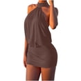 thumbnail image 2 of Pounoo Women's Party Dresses Halter Neck Sleeveless Bodycon Dress With Ruched Design Nightclub Style Comfortable Stretchy Breathable Short Sundresses Gift, 2 of 7