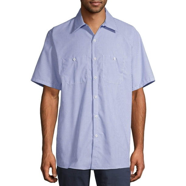 Red Kap® Men's Short Sleeve Industrial Stripe Work Shirt - Walmart.com