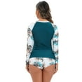 thumbnail image 5 of IBTOM CASTLE Women Two Piece Rash Guard Long Sleeve Swimsuits Sets UPF 50+ Cropped Swim Shirt with Boyshort Bottom Bathing Suits M White + Teal, 5 of 7