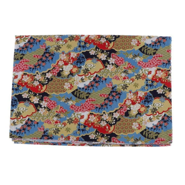 Tela de costura de algodón con estampado de flores azules Cateissary 1 m