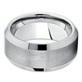 thumbnail image 3 of Silly Kings 10mm Silver Tungsten Carbide Wedding Band Handmade Brushed Beveled Edge Ring Comfort Fit Mens 9.5, 3 of 3