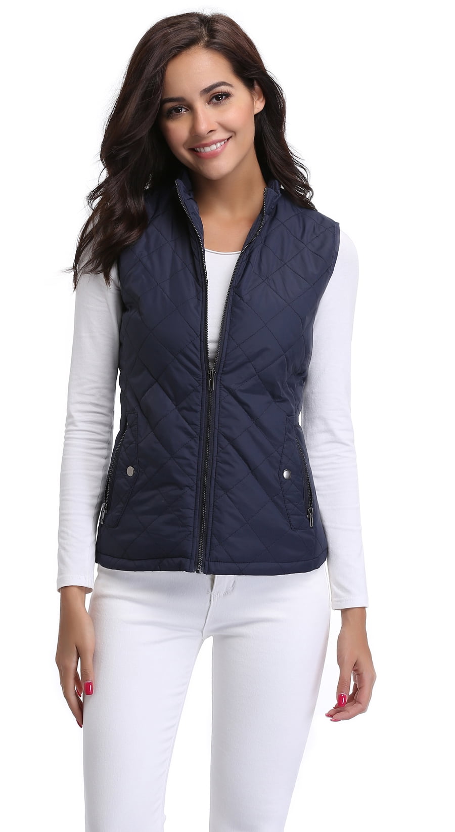 Quilted Vest Lightweight Stand Collar 