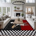thumbnail image 3 of Abstract Large Area Rugs 5x8 ft Cartoon Style Chef Bread White Black Checkered Border Washable Rug Non Slip Indoor Carpet Absorbent Floor Mat for Living Room Bedroom Dining Room, 3 of 9