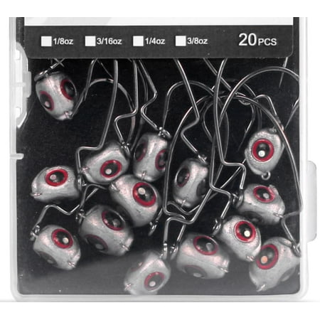 Fish Eye Swimbait Lead Hooks 20 Pieces Heavy Fish Hooks for Texas Rig or Ned Rig Fishing 1/8 3/16 1/4 3/8 Ounces
