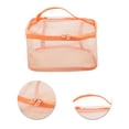 thumbnail image 4 of Bolsas de maquillaje de malla de gran capacidad con cordón para vacaciones y viajes de negocios en color naranja, 4 of 5