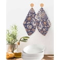 thumbnail image 2 of Blue Boho Kitchen Dish Towels for Drying Dishes Set of 2, Farmhouse Neutral Flowers Pattern Aesthetic Waffle Weave Microfiber Terry Hand Tea Bathroom Towels Quick Dry & Absorbent Towel 12x12, 2 of 7