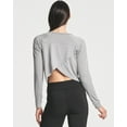 thumbnail image 4 of Real Essentials 4 Pack: Women's Dry-Fit Long Sleeve Petal Back Crop Top - Athletic Cropped Tee (Available in Plus Size), 4 of 6