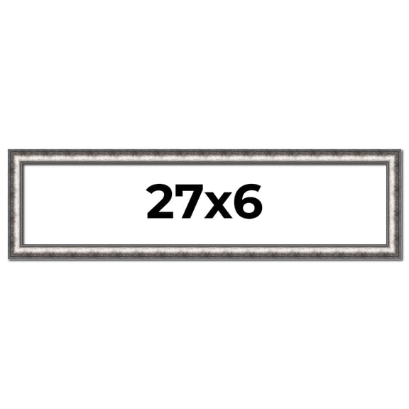 27x6 Frame Silver Real Wood Picture Frame Width 1.125 Inches | Interior Frame Depth 0.5 Inches |