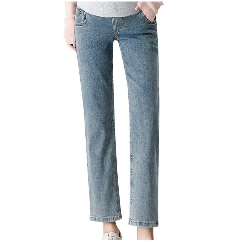 NaWent Clearance Women's Maternity Jeans Straight Leg Relaxed Fit