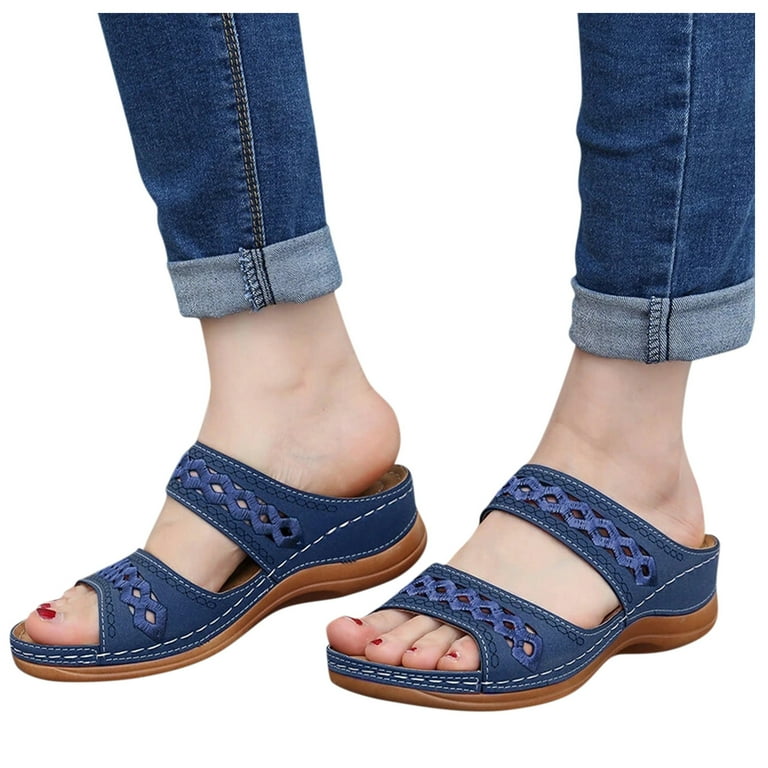 Bkolouuoe Womens Hiking Sandals Size 7 1/2 Women's Slippers Shoes Wedges  Fashion Sliders Slip On Strap Sandals Summer Shoes For Women Women Sandals  Flip Flop 