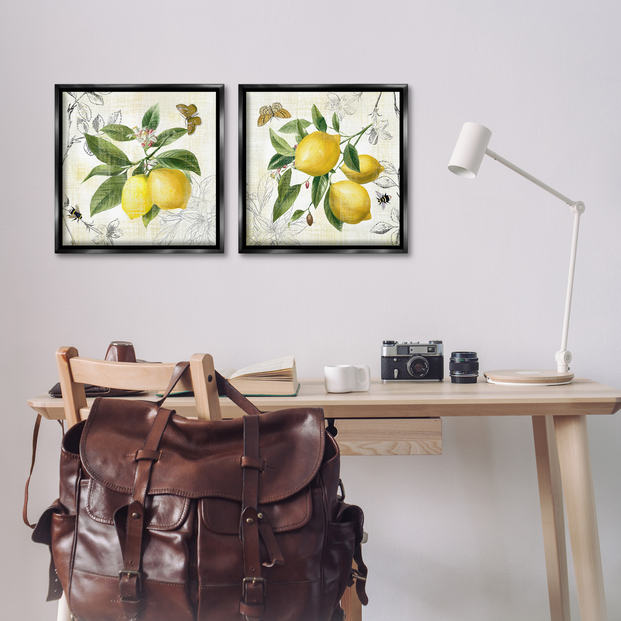Stupell Industries Distressed Country Lemons Food & Beverage Painting Black Floater Framed Canvas Art Print Wall Art, 18 x 18, Set of 2