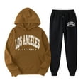 thumbnail image 2 of Los Angeles Hoodie and Sweatpants Set for Women Fall Winter Hooded Sweatshirt and Jogger 2 Piece Set Women's Tracksuit, 2 of 6