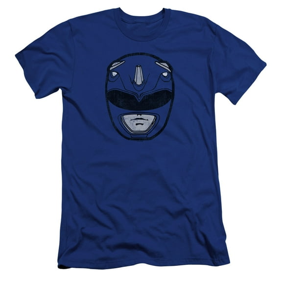 Power Rangers Blue Ranger Mask Premium Adult 30/1 T-Shirt Royal Blue