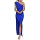 thumbnail image 1 of Vestido PRETTYGARDEN Maxi Azul con Hombro Descubierto y Fruncido Talla M, 1 of 8