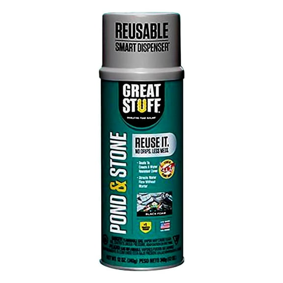 GREAT STUFF 1320514, Polyurethane Foam, Black Pond & Stone Industrial Sealant, 1.14 lbs 12 oz
