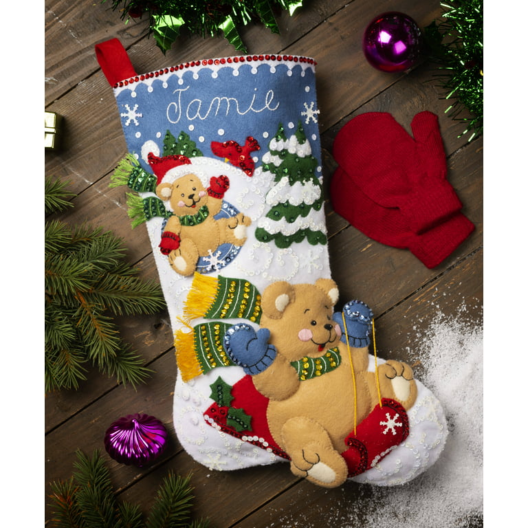 Bucilla Polar Bear 18 Felt Christmas Stocking Kit 85311 Baby Bears Family  DIY 