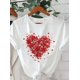 thumbnail image 2 of Camiseta de algodón con cuello redondo y estampado de corazones para mujer, informal, de punto, de manga corta, para todas las estaciones, de largo regular, ideal para San Valentín, ideal para el tiem, 2 of 7