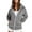 Grey, variant on YOUSNH Women Autumn Winter Casual Fashion Solid Color Zipper Hooded Jacket Drawstring Pocket Zipper Sports Jacket Coat Women's Casual Jackets Blue XL