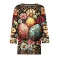 thumbnail image 4 of Womens Easter Shirts 3/4 Sleeve Eggs Graphic Print Funny Tops Womens Bunny Casual Summer Cute Tees L, 4 of 6
