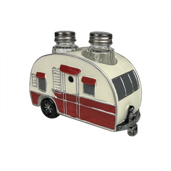 Rivers Edge Products Salt and Pepper Shakers Set, Unique Poly Resin and Glass Spice Dispenser, Novelty Kitchen Counter Decor, RV Camper
