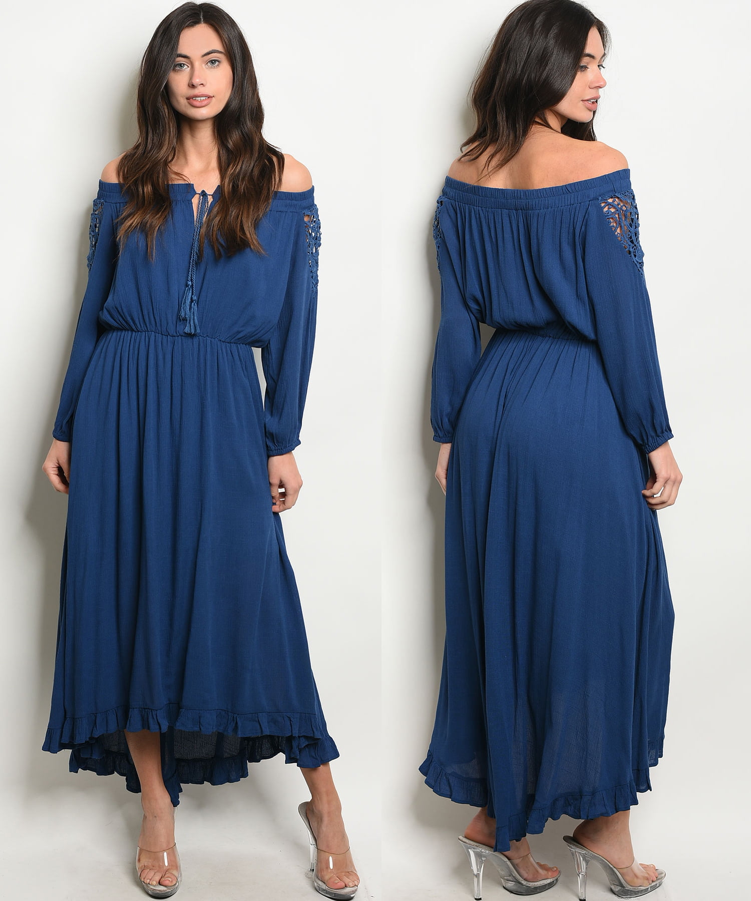 JED FASHION Women's Off-Shoulder Asymmetric Midi Dress - Walmart.com