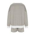 thumbnail image 6 of hotojiny Womens 2 Piece Tracksuit Set Striped Long Sleeve Pullover Sweatshirts and Wide Leg Shorts Workout Sets Sweatsuit, 6 of 7