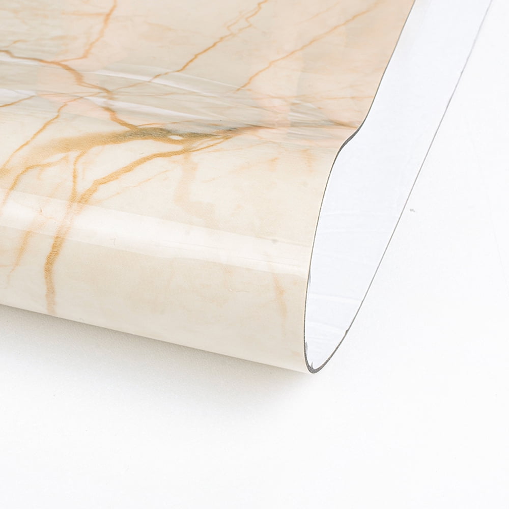 Peel and Stick Vinyl Flooring, Cream Faux Marble Patina Vinyl Floor Tiles, 12" x 24" each, 10-pack/20 sq.ft.