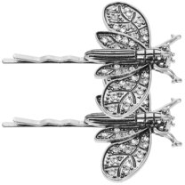2 Pcs Barrettes for Women Dragonfly Barrettes Miss 6.00X5.50X1.00CM Silver