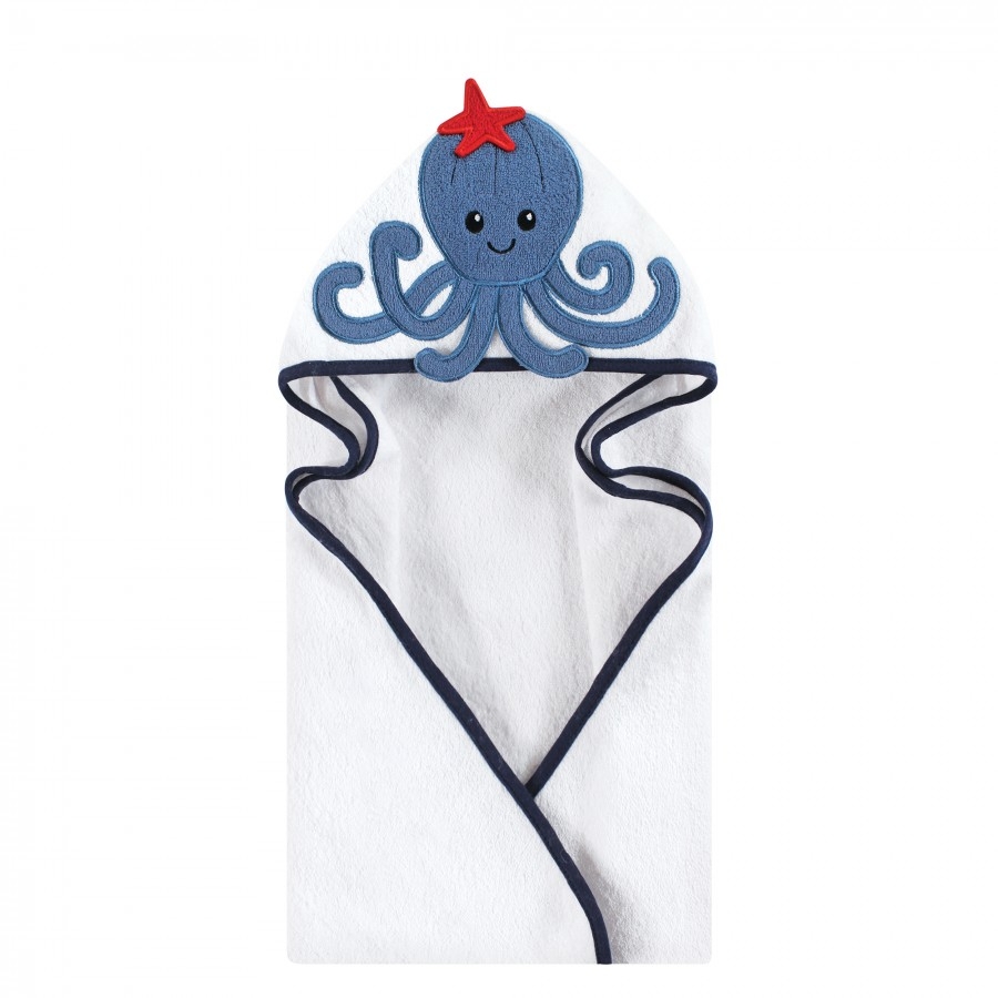 Hudson Baby Infant Boy Cotton Animal Face Hooded Towel, Octopus, One Size
