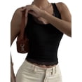 thumbnail image 2 of Women's Y2K Lace Tank Top Sleeveless Square Neck Crop Tops Streetwear Black S, 2 of 9