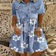 thumbnail image 1 of Vestido Estampado Yeacher Estilo Europeo Y Americano Costura Solapa Suelta Imitación Camisa De Mezclilla Color S, 1 of 2