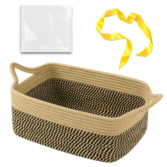 Cesta de regalo OIAHOMY, cuerda tejida pequeña negra y amarilla