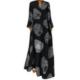 thumbnail image 1 of ZANZEA Robe Longue Élégante et Décontractée pour Femmes à Imprimé à Étages, Col en V, 1 of 2