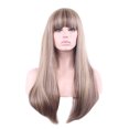 thumbnail image 1 of Perruques Synthétiques pour Femmes et Filles avec Frange Blonde, Cheveux Longs et Lisses, Fibre Résistante à la Chaleur, 1 of 5