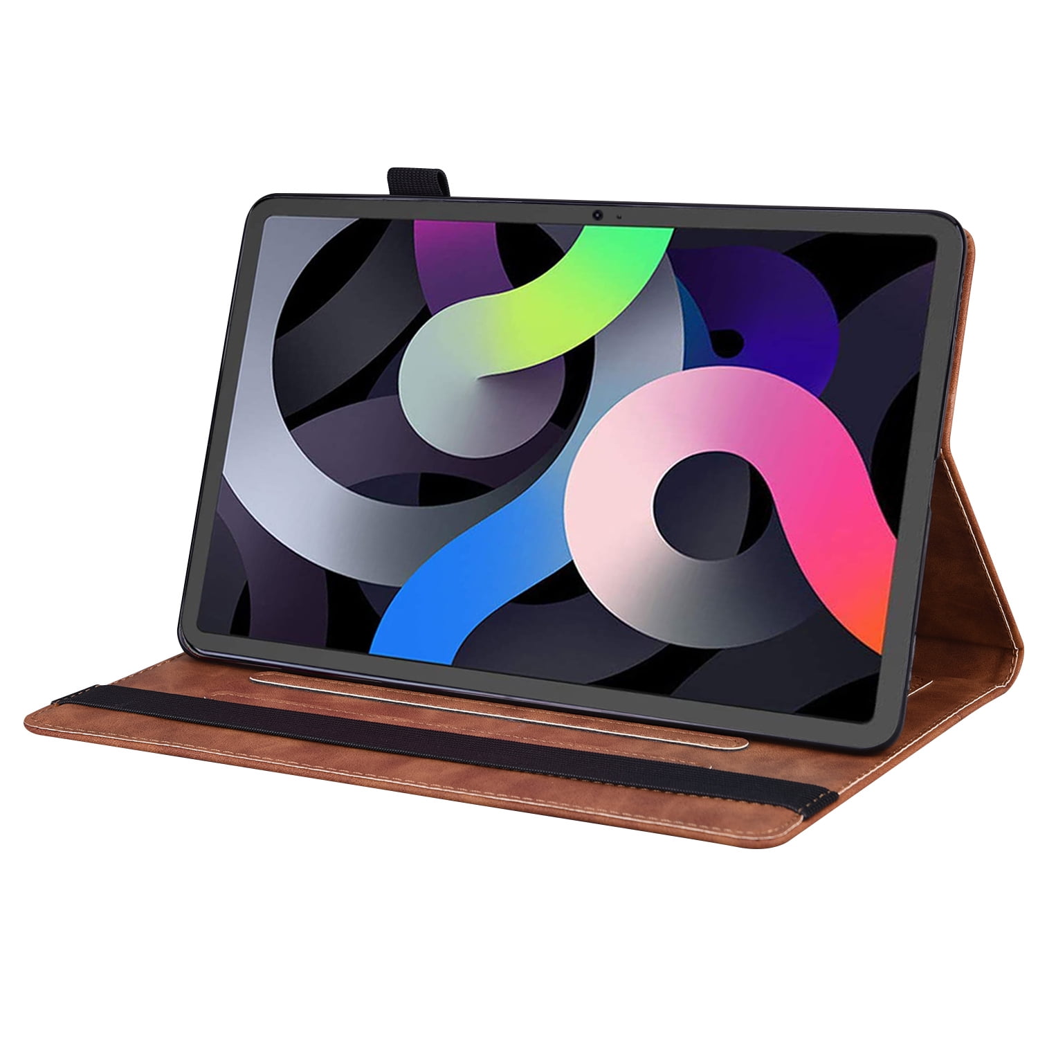 Case for iPad 10th Generation 10.9 Inch 2022, TECH CIRCLE Slim Premium PU Leather Folding Multi-Angle Stand Cover with Front Pocket & Pencil Holder Cover for Apple iPad 10.9 Inch 2022, Brown