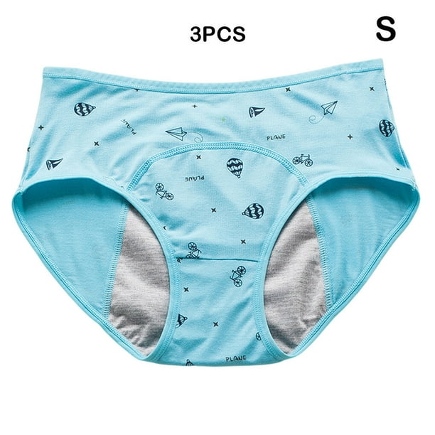 Cartoon Girls' Period Panties Physiological Menstrual Underwear Briefs  Lingerie Underwear For Woman Breathable Soft For Daughter Female Light Blue  S