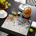 thumbnail image 3 of Boho Flowers Placemats Set of 4, Abstract Ethnic Vintage Bohemian Floral Placemats for Dining Table, Place Mats for Kitchen Tabletop, Waterproof Wipeable Dining Table Mats Set, 3 of 9