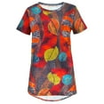 thumbnail image 4 of Pntutb Women's Casual Round-Neck Ethnic Vintage Print Short Sleeve T-Shirt Tops, 4 of 5