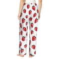 thumbnail image 3 of Xecao Hand Drawn Strawberry Women's Straight Lounge Pajama Pants: The Epitome of Relaxed Sleepwear, 3 of 9