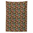 thumbnail image 2 of Folk Art Tablecloth, Illustration of Abstract Colorful Flowers Spring Thrill, Rectangle Satin Table Cover Accent for Dining Room and Kitchen, 52" X 70", Dark Rosewood Multicolor, by Ambesonne, 2 of 2