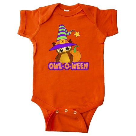 

Inktastic Owl-o-Ween- Cute Halloween Owl in Witch Hat with Pumpkin Gift Baby Boy or Baby Girl Bodysuit