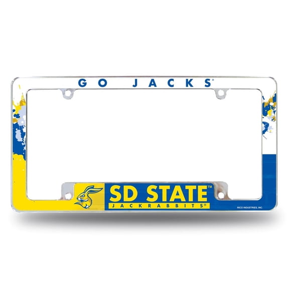 South Dakota State Jackrabbits Chrome Metal License Plate Frame with Bold Full Frame Design