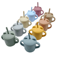 thumbnail image 3 of 1-pack silicone children's straw cup - cartoon bear baby sippy cup - with straight and curved straws - anti-scalding baby water cup, 3 of 4