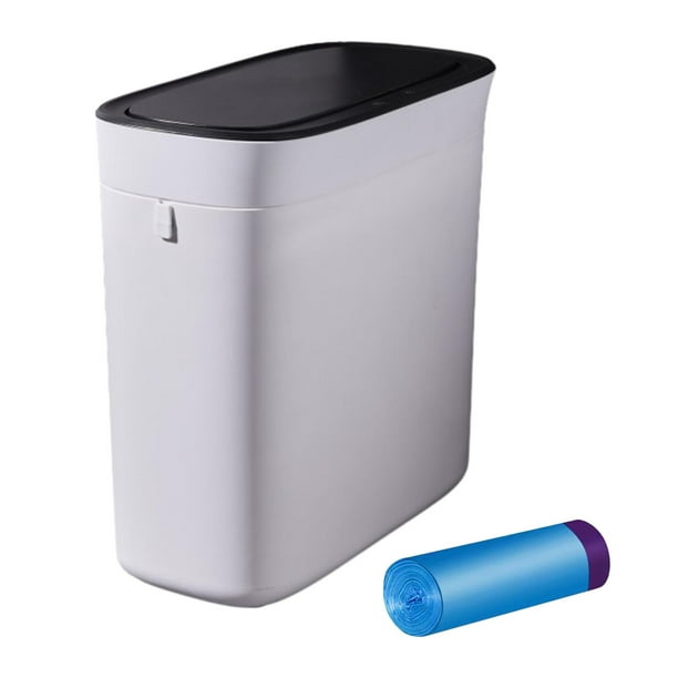 Cubo de basura sin contacto para cocina, 16 l, para inodoro y baño Blanco negro