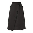 thumbnail image 5 of GEWSEY Women's Summer Linen Elastic Back Buttoned Swing Midi A Line Skirt (Black, XL), 5 of 6
